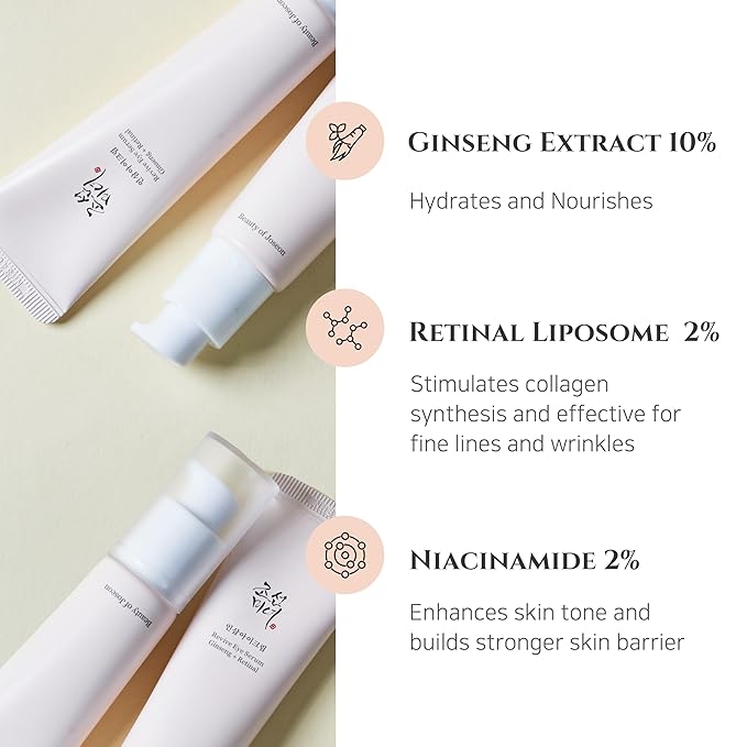 Beauty of Joseon Revive Eye Serum with Retinal Niacinamide Correction for Puffy Eye Bags Fine Lines Dark Circles Wrinkles, Korean Skin Care 30ml, 1 fl.oz